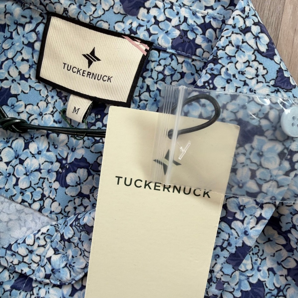 NWT Tuckernuck Women's Blue Floral Tiered Shirt Dress Dropped Waist Size Medium - Picture 5 of 13